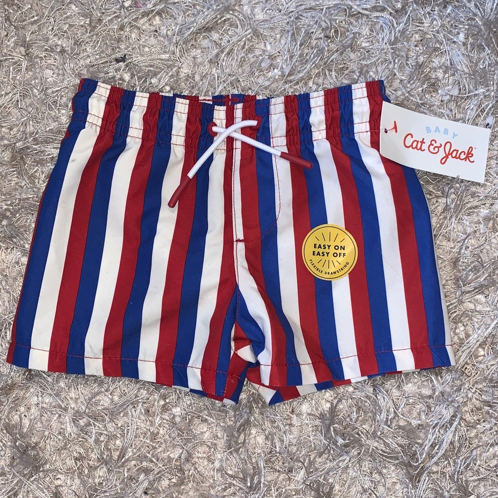 Cat & Jack Baby Swimsuit 3-6m Red Cream and Blue NWT